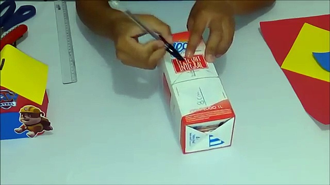 Como fazer casinha Patrulha Canina ( Cofrinho com caixa de leite)