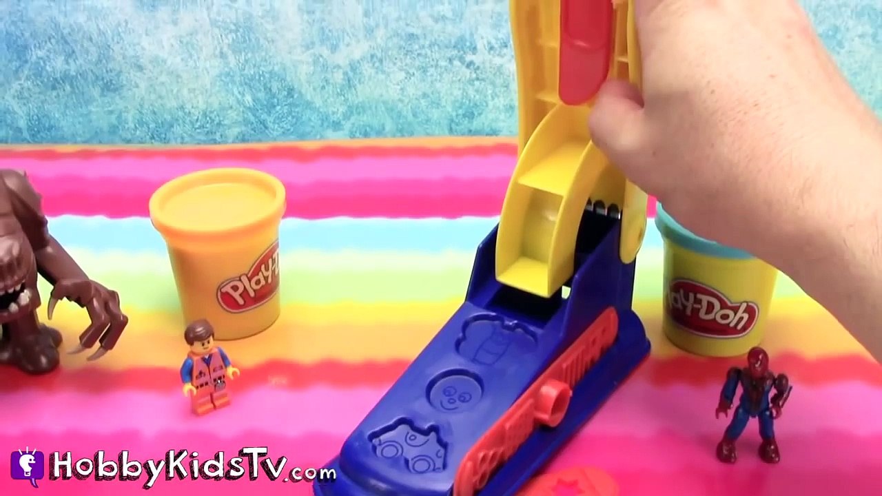 PLAY-DOH FUN FACTORY! EMMET and SPIDEY Makeover HobbyKidsTV