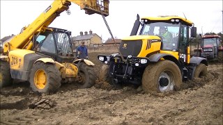 Case and JCB Fastrac stuck in the mud
