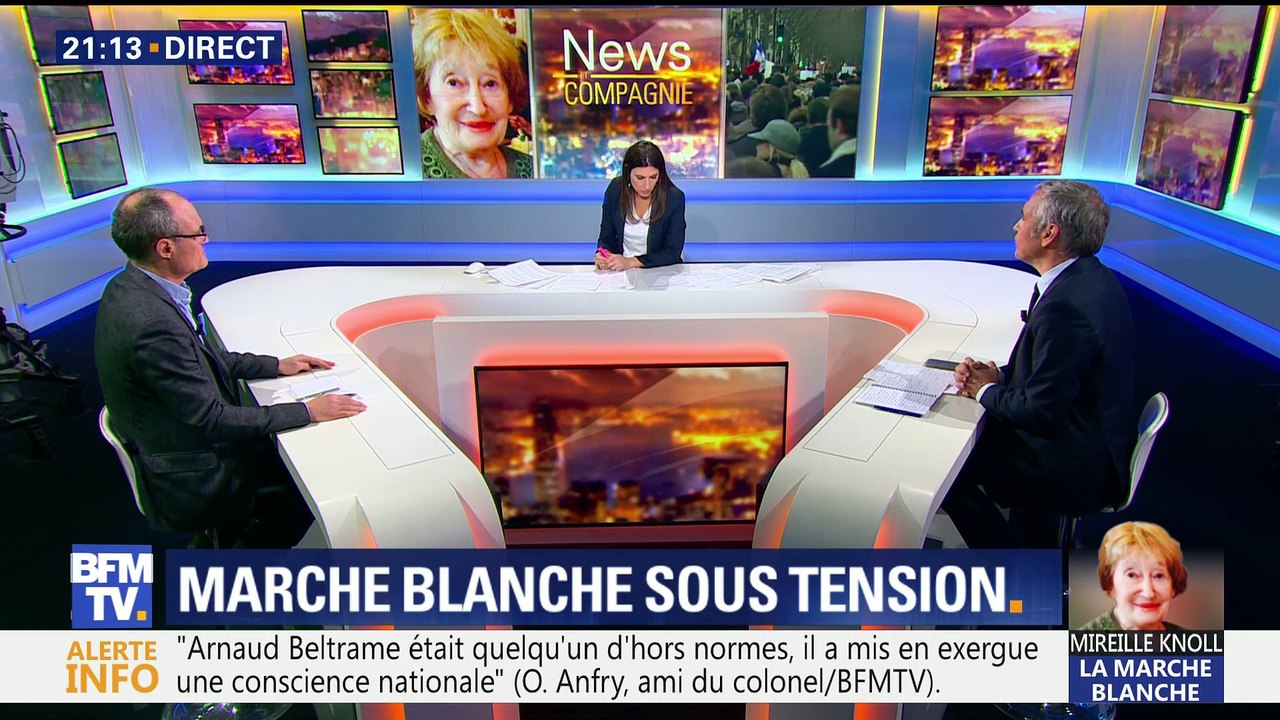 Marche blanche pour Mireille Knoll: Marine Le Pen et Jean-Luc Mélenchon hués par des participants (1/2)