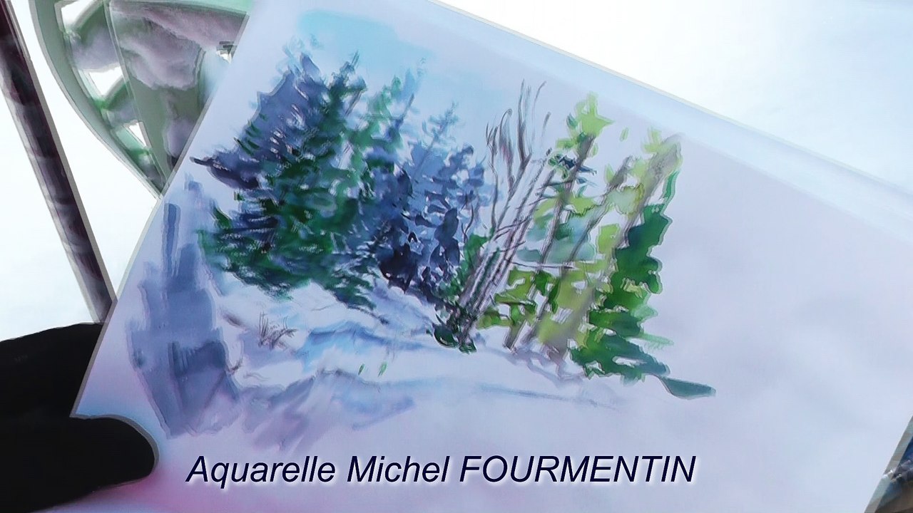 Magie hivernale entre neige et aquarelle