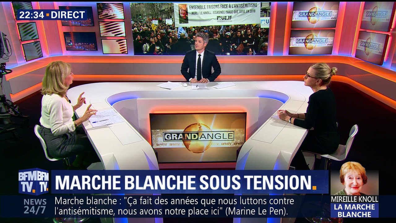 Marche blanche pour Mireille Knoll: Marine Le Pen et Jean-Luc Mélenchon hués