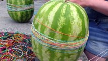 ВЗРЫВАЕМ АРБУЗЫ ЧЕЛЛЕНДЖ ПОЛУЧИЛОСЬ или НЕТ? РЕЗИНКАМ WATERMELON CHALLENGE от канала FAMILY BOX