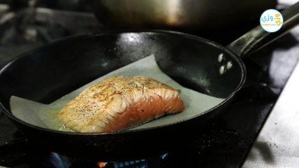 طريقة عمل السلمون المشوي مع الأرز الإيطالي