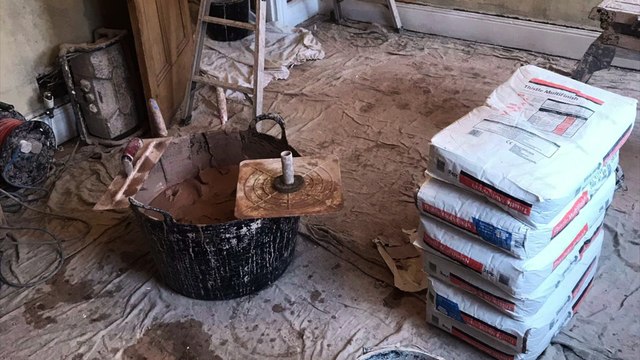 PLASTER SKIMMING OVER OLD WALLS & CEILINGS IN A TERRACED HOUSE IN CAERPHILLY SOUTH WALES
