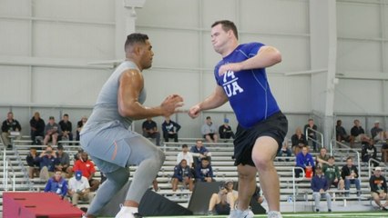 Australian rugby player shows off his footwork during international pro day