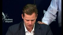 Banned Australia cricketer Steven Smith cries during emotional news conference