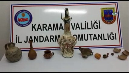 Karaman’da durdurulan otomobilde tarihi eser ele geçirildi