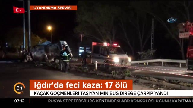 Kaçak göçmenleri taşıyan otobüs yandı