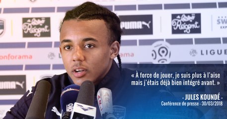 Jules Koundé face à la presse avant d'affronter Guingamp
