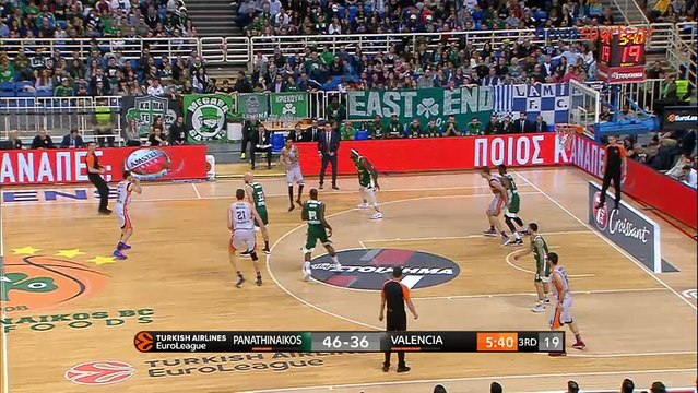 Ο Νικ Καλάθης έκανε την alley-oop πάσα για τον Θανάση αλλά ο Σϊνγκλετον του έκλεψε το κάρφωμα - Παναθηναϊκός vs Βαλένθια - 30.03.2018