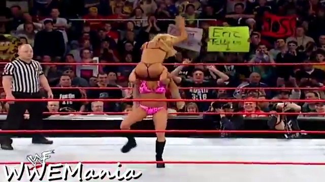 Trish Stratus vs Terri - Strip to the Buff - Bra And Panties Match. 