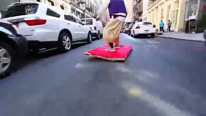 He used a boosted board to pretend he was Aladdin!