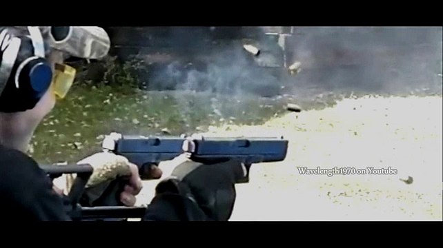 Dual full auto Glocks in super slow motion, 600 frames/sec