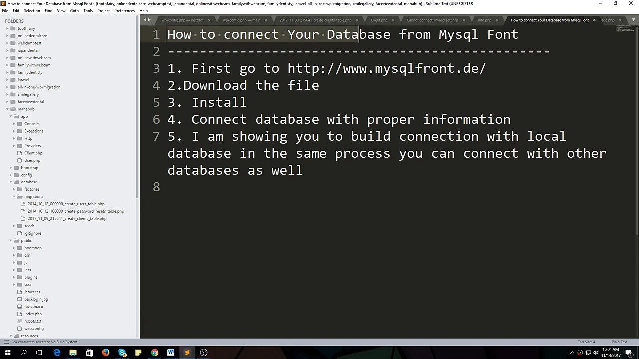 How to connect the database with MySQL-Front