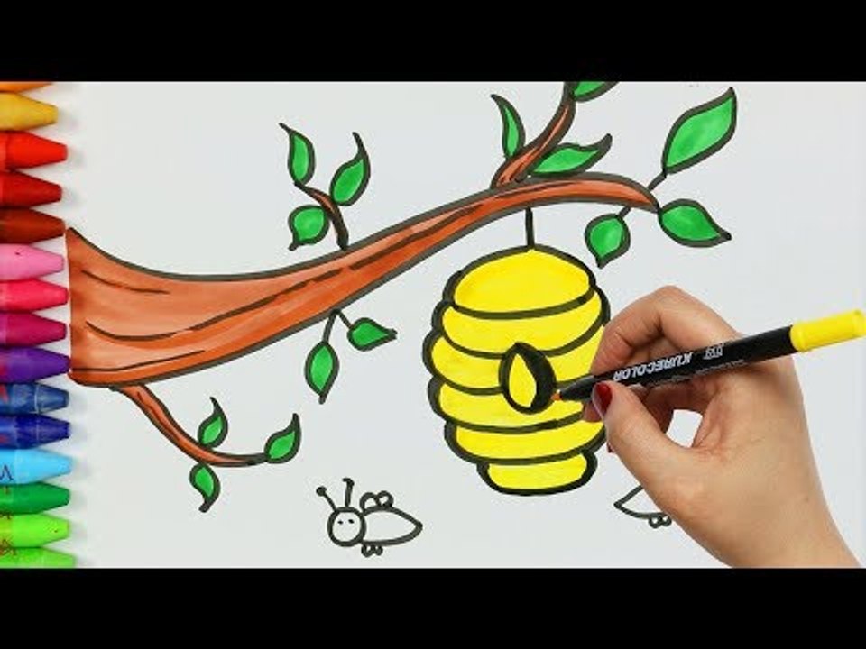 Arı kovanı ve arılar nasıl çizilir - Çizelim Boyayalım