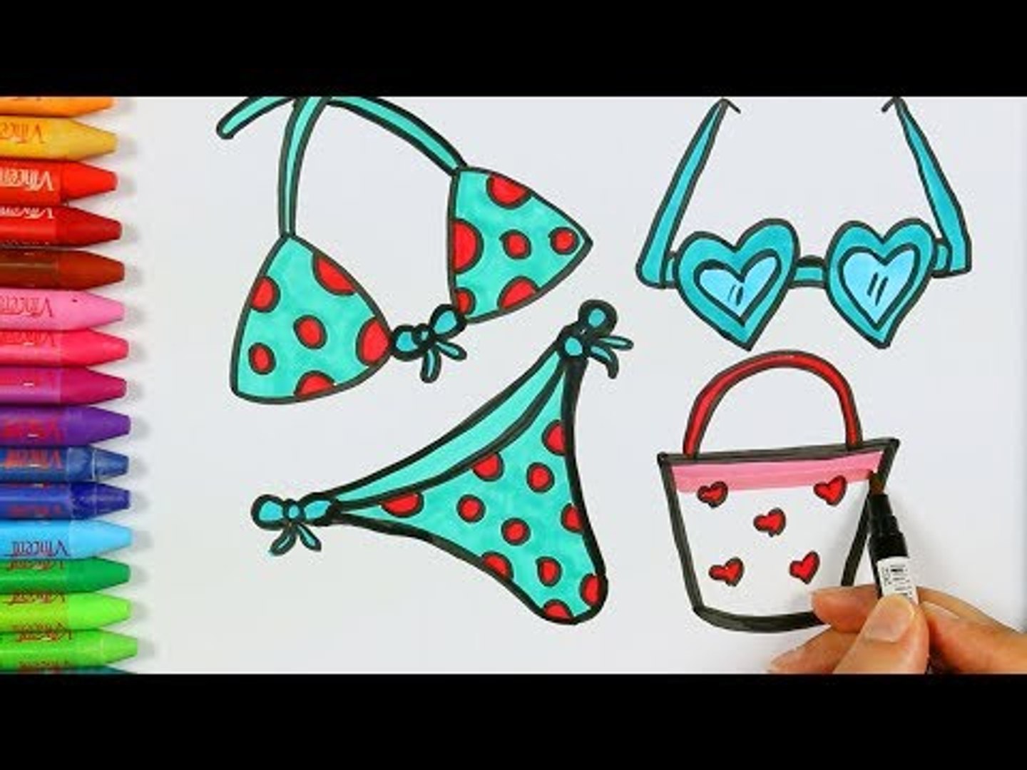 Bikini ve plaj çantası nasıl çizilir - Çizelim Boyayalım - video Dailymotion