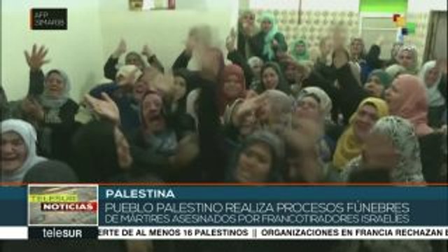 Realizan funerales de los 15 mártires palestinos en la franja de Gaza