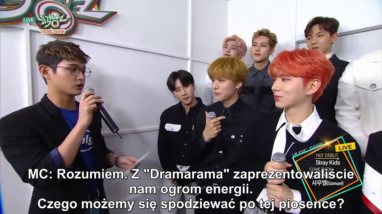 [30.03.2018] Wywiad ze Stray Kids, Monsta X i Samuelem podczas Music Banku