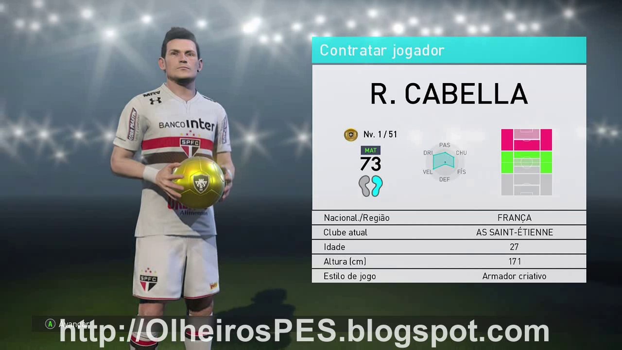 PES 2018 - Combinação de Olheiros para contratar R. Cabella  do AS Saint-Étienne