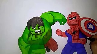 coloring for kids Hulk cartoon SPIDERMAN lego Marvel speed Colouring