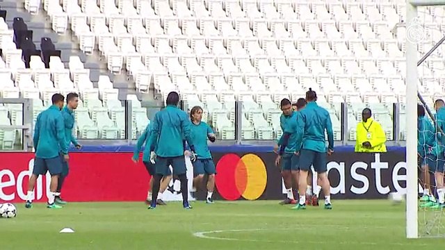Entrenamiento del Real Madrid previo al enfrentamiento con la Juventus