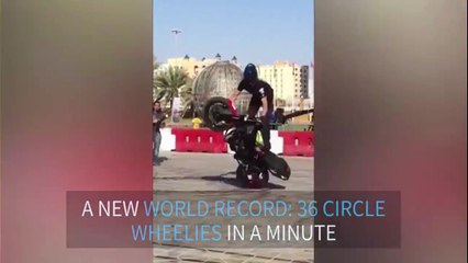 World record Lithuanian motorcyclist does 36 circle wheelies in a minute