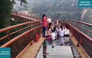 Walkway Cliffside Glass Above Sea Level 2000 Meters In Shaanxi China