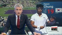Korea's tennis sensation Chung Hyeon ranked 19th in latest ATP rankings