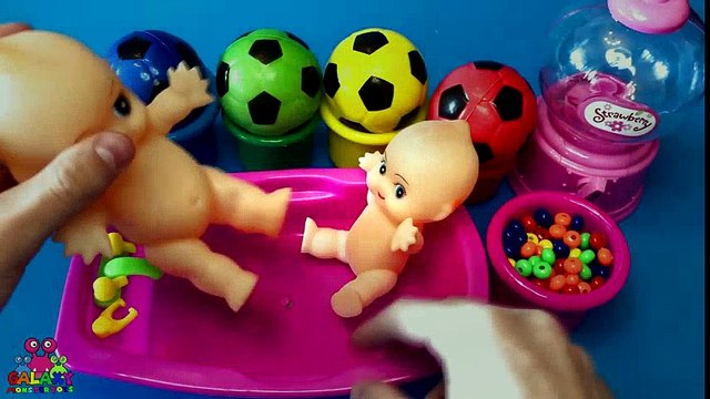 Baby Doll Bath Time with Soccer Balls Surprise Eggs - Learn Colors For Children and Toddlers | Educational child channel
