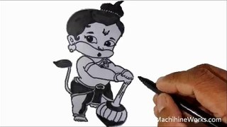 How to draw Hanuman - Cartoon monkey look.