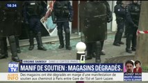 Des magasins ont été dégradés en marge de la manifestation en soutien aux cheminots à Paris