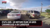 Etats-Unis : un motard filme un gros carambolage à un carrefour (vidéo)