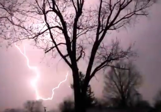 Lightning Flashes Across Indianapolis Sky During Morning Storms