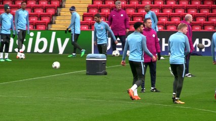 Manchester City train at Anfield ahead of Liverpool clash