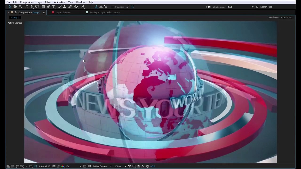 Adobe After Effects 3D Broadcast News Open Tutorial - Element 3D