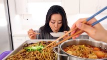 KOREAN BLACK BEAN NOODLES   SPICY SEAFOOD SOUP MUKBANG | STORYTIME | EATING SHOW