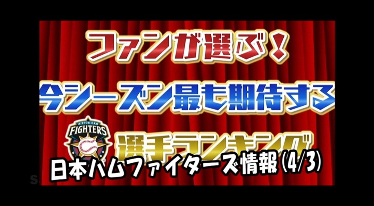 日本ハム ファンが選ぶ！今シーズン最も期待する選手ランキング 2018.4.3 日本ハムファイ...