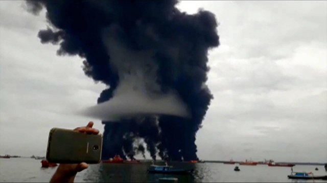 Indonesia declares state of emergency after oil spill ignites