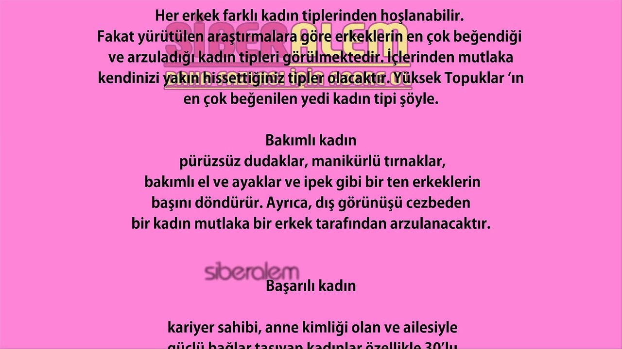 Erkeklerin en çok beğendiği 7 kadın tipi