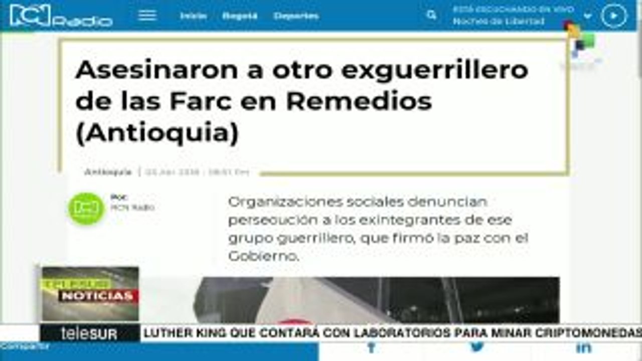 Colombia: asesinan a otro reincorporado de las FARC en Antioquia