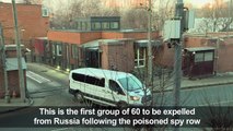 Expelled diplomats leave US embassy in Moscow