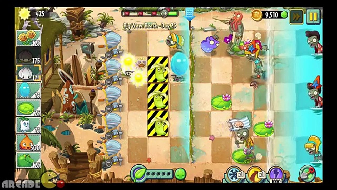 Plants Vs Zombies 2: Big Wave Beach Part 2 Day 23 Banana Launcher
