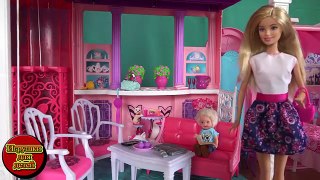Барби 2016 новое платье, Барби в гостях в доме Штеффи играет с малышкой