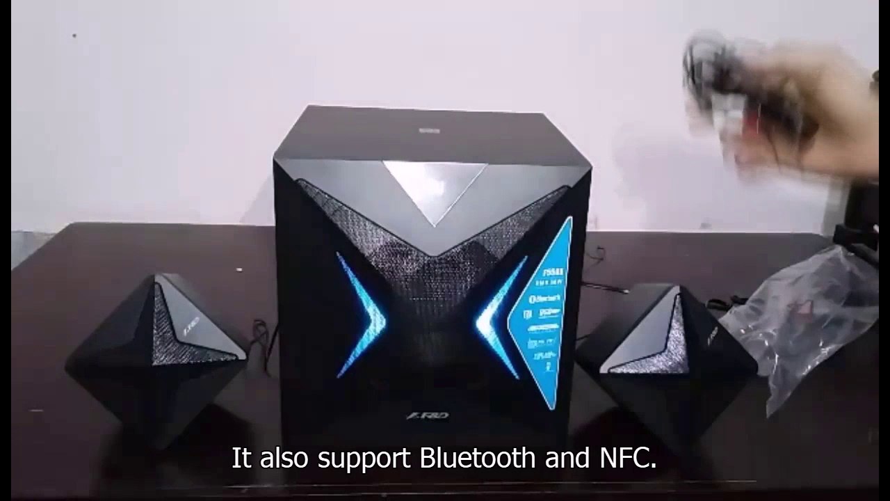 F&D F550X Bluetooth Review Urdu - Hindi NFC 2.1 Woofer Speaker Unboxing English CC