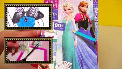 Juguetes con Andre juega con libro de colorear con el que aprendes a dibujar vestidos para Elsa