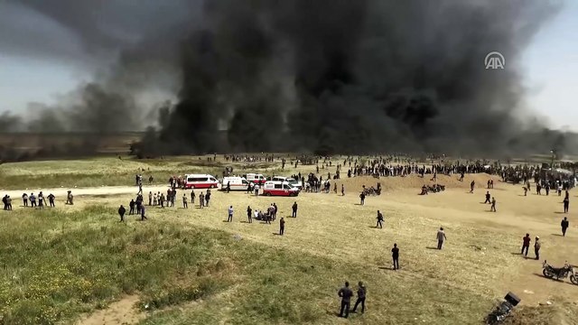 Gazze sınırındaki gösteriler - Drone görüntüsü - GAZZE