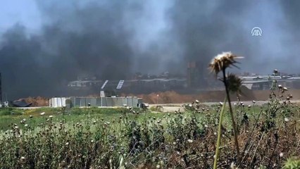 Gazze sınırındaki gösteriler İsrail'in Nahal Oz bölgesinden görüntülendi