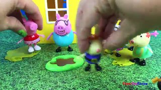 STORY WITH PEPPA PIG AND FRIENDS CANDY CAT RICHARD & REBECCA RABBIT - DRESS UP AND SLEEPOVER PARTY
