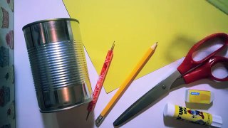 DIY Déco recyclage pot à crayon avec boite de conserve et papier